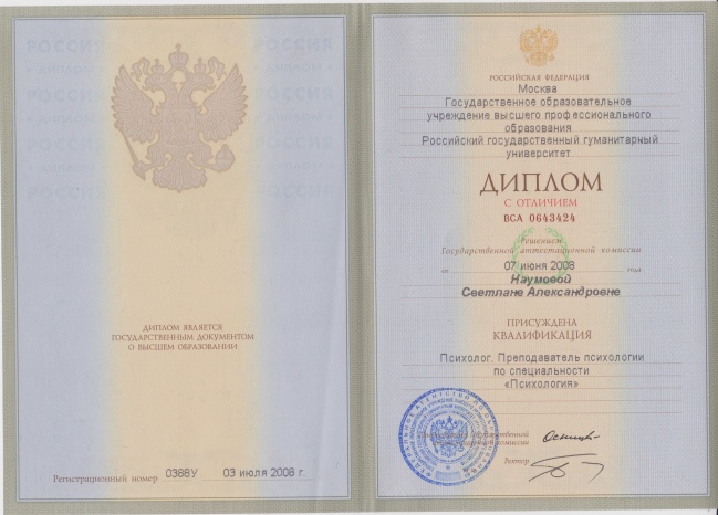 Диплом о базовом психологическом образовании